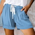 thumbnail image 2 of kamemir Women Comfy Drawstring Casual Elastic Waist Pocketed Shorts(Sky Blue,XXL), 2 of 4