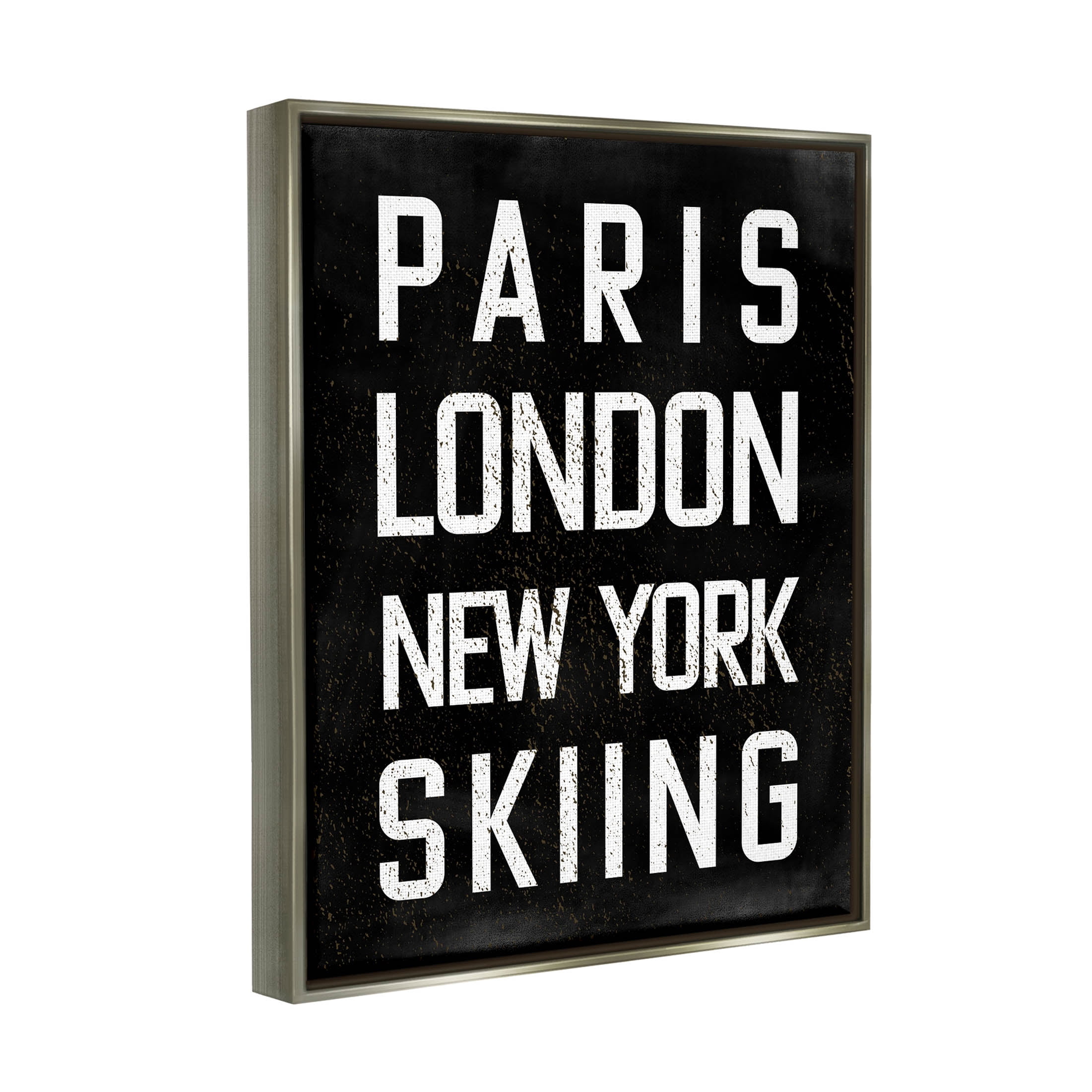 Stupell Industries Worldwide Skiing Winter Sports Graphic Art Luster Gray Floating Framed Canvas Print Wall Art, Design by Valerie Weiners