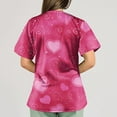 thumbnail image 6 of Valentine's Day Scrubs Top for Women Cute Heart Print Short Sleeve Nurse Working Uniforms Valentine's Day Cartoon Pattern Scrub Tops with Pockets, 6 of 6
