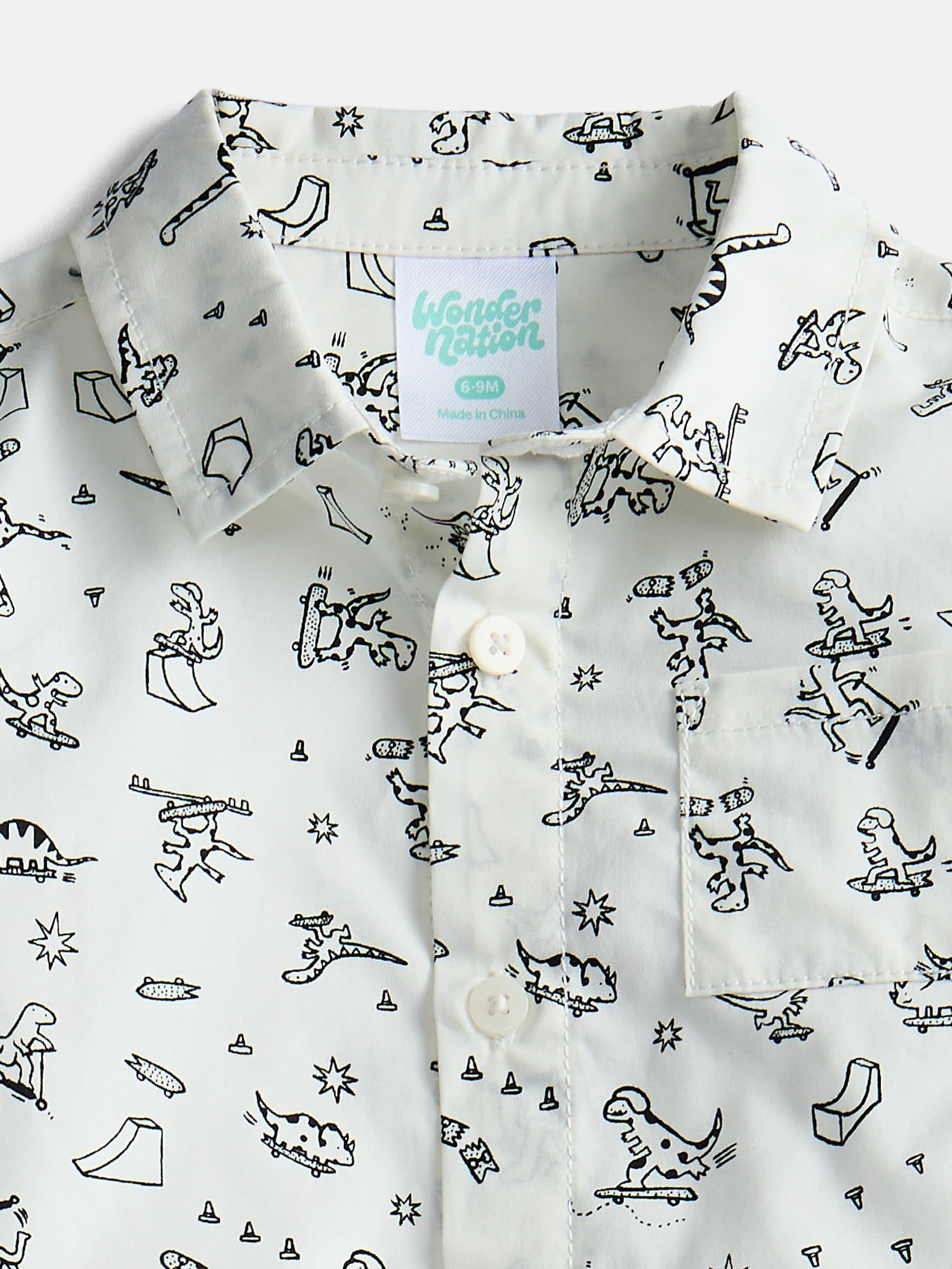 Wonder Nation Baby Boys Button Down Cotton Shirt and Pants Set, 2 Piece, Sizes 0/3M-24M