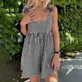 thumbnail image 2 of lcziwo Summer Plaid Romper for Women Casual Cute Tie Straps Sleeveless Short Jumpsuit Loose Fit Wide Leg Onesie Shorts Overalls Lightning Sales Today Black XL, 2 of 7