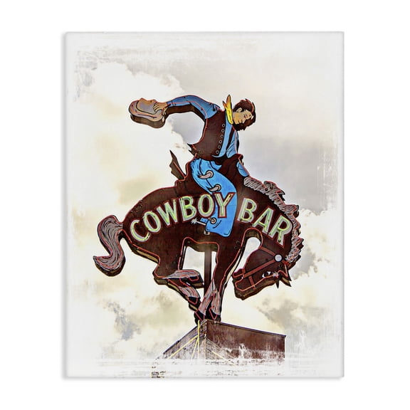 Stupell Industries Eclectic Cowboy Bar Sign Canvas Art, 16 x 20, by Jerry Cowart