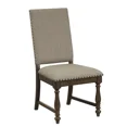 thumbnail image 2 of Beige Fabric Upholstered Side Chairs Set of 6, Brown Finish Wood Frame Nailhead Trim Traditional Dining, 2 of 5