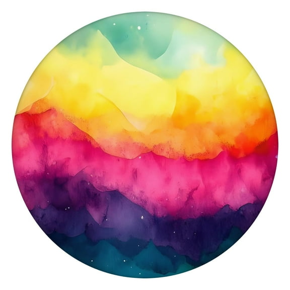 Colorful Tie Dye Wave Pattern Round Fitted Tablecloth with Elastic Edge,Dining Table Cover Waterproof,Outdoor Round Tablecloth for Camping,Dining,Indoor and Outdoor