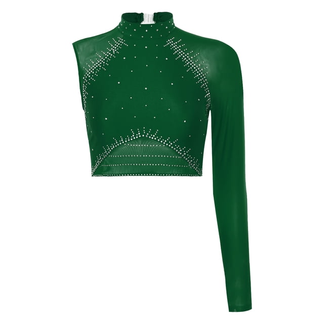 vastwit Costume de Danse pour Femmes Manches Longues Ballet Entraînement Gym Course Hauts Vert TG