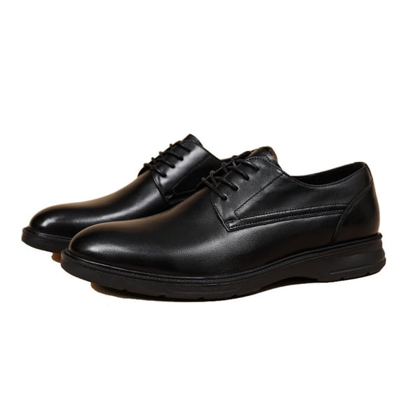 Formal Leather Shoes Men's Round Toe Lightweight Breathable Men's Black Derby Shoes Casual Leather Business Men's Shoes