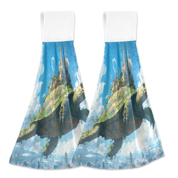 BZSMCE Hanging Hand Towels Fashion Skyward Journey Pattern 2-Pack - Velcro Style Bathroom Kitchen Towels