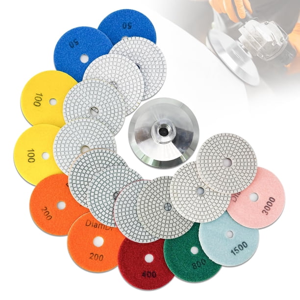 Kit de 11 discos de pulido de diamante DiamDr de 4" para uso en seco y húmedo