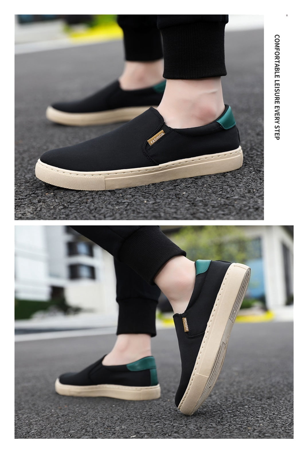 Chenyee Mens Non Slip Faux Suede Leather Walking Shoes Wide Toe Box Slip On Sneakers Lightweight Hiking Shoes, Men's, Size: 10, Black