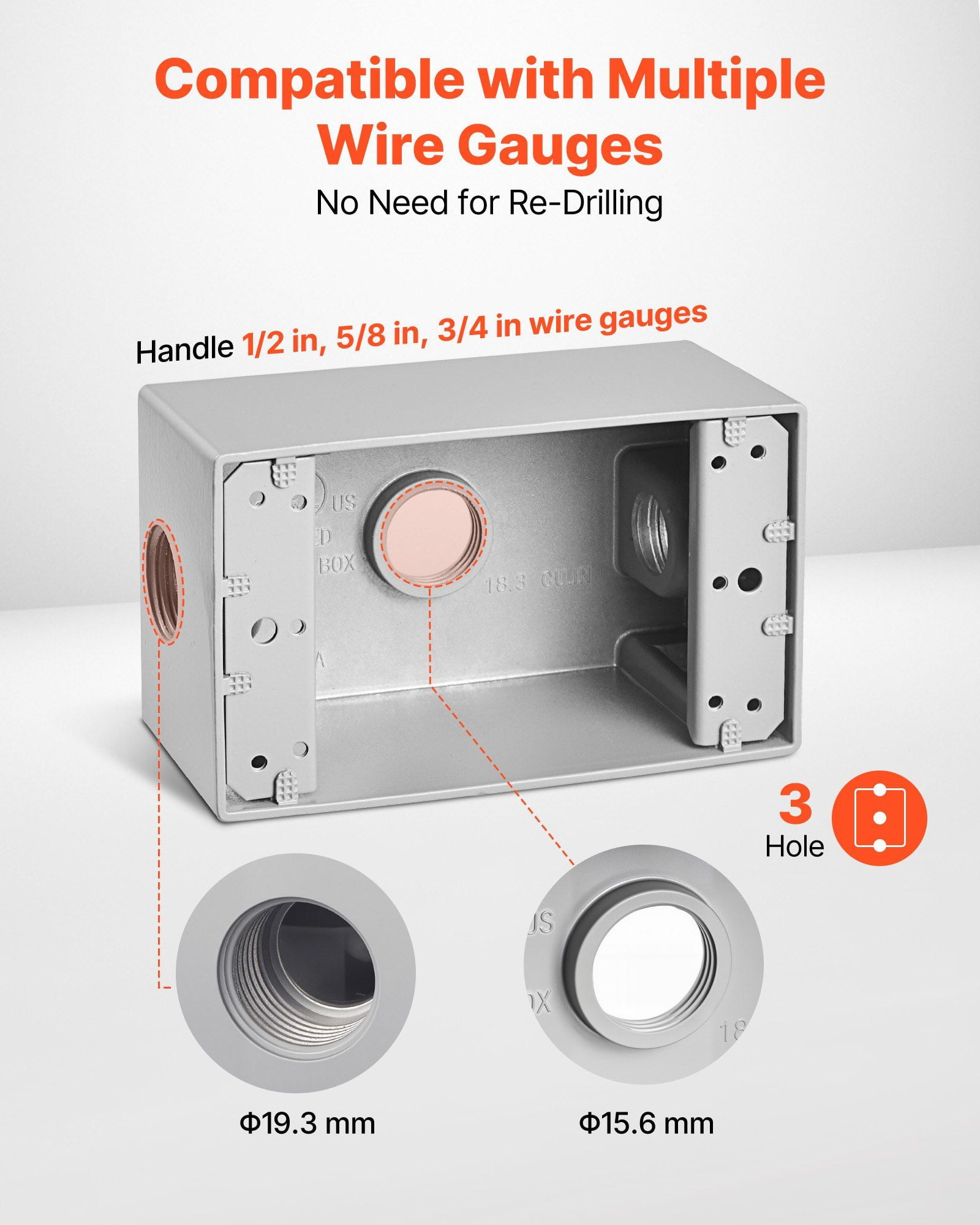 Outdoor Electrical Box 4PCS Gray 4.5 x 2.8 x 2 Inch Weatherproof Outlet Junction Box 18.3 Cu In Large Capacity for 1/2 Inch or 3/4 Inch Conduit Plug Receptacle Protector