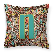 Carolines Treasures CJ2013-NPW1414 Letter N Retro Tribal Alphabet Initial Canvas Fabric Decorative Pillow  14Hx14W