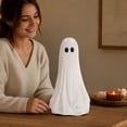 thumbnail image 6 of Large Ghost Tabletop Decoration, Halloween Ghost Figurine, Spooky 3D Print Statue For Mantel Shelf Entryway Table Fall Holiday Decoration, Black and White, 10", 6 of 7
