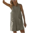 thumbnail image 2 of Babysbule Combinaison d'Été pour Femmes 2024 Col Rond Sans Manches Dos Creux Large Jambe Courte Unie Street, 2 of 9
