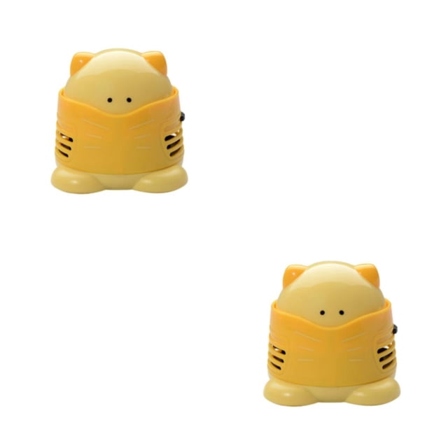Maytalsory 1/2/3 Cat Desktop Vacuum Cute Style Mini Cleaning Machine Electric Keyboard Dust Collector Remover Scrap Drill Tools Yellow 2PCS