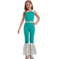 thumbnail image 1 of Hansber Combinaisons de Danse Disco Sans Manches à Sequins pour Filles Enfants Col Rabattu Fermeture Éclair Vert 14, 1 of 5
