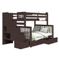 thumbnail image 2 of Bedz King Stairway Bunk Beds Twin over Full with 4 Drawers in the Steps and 2 Under Bed Drawers, Dark Cherry, 2 of 9