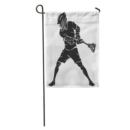 KDAGR Player Lacrosse Defense Stance Silhouette Stick Action Active Alert Garden Flag Decorative Flag House Banner 12x18