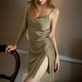 thumbnail image 3 of WQQZJJ Cowl Neck Nightgown Women, Satin Comfort Sexy Nightwear Dresses Split Sling Sleepwear Home Clothes, 3 of 6
