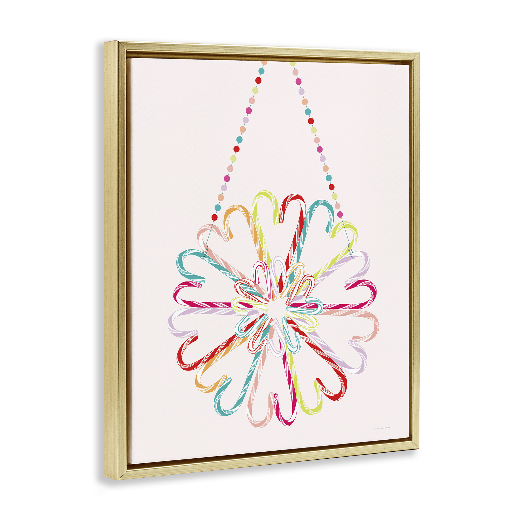 Stupell Industries Candy Cane Shapes Food & Beverage Painting Gold Floater Framed Art Print Wall Art, 17 x 21