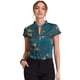 thumbnail image 1 of Blusa de satén para mujer Blusa de trabajo sedosa floral con cuello alto Azul marino S, 1 of 6