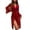 Wine, variant on Njagoc3 Women's Long Sleeve Sheer Robe Set - Solid Color, Elegant Style, Nightwear & Special Occasion Wear