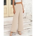 thumbnail image 2 of Pantalones de pierna ancha BTFBM para mujer, elásticos, cintura alta, color Palazzo Beige, 2 of 9