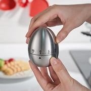 Runleader Egg Shape Count Down Kitchen Timer Mechanical Timing Rotating Alarm 60 Minutes Stainless Steel