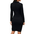 thumbnail image 2 of Qmyliery Women Casual Bodycon Dress Long Sleeve Solid Color Business Formal Dress for Cocktail Party, 2 of 9