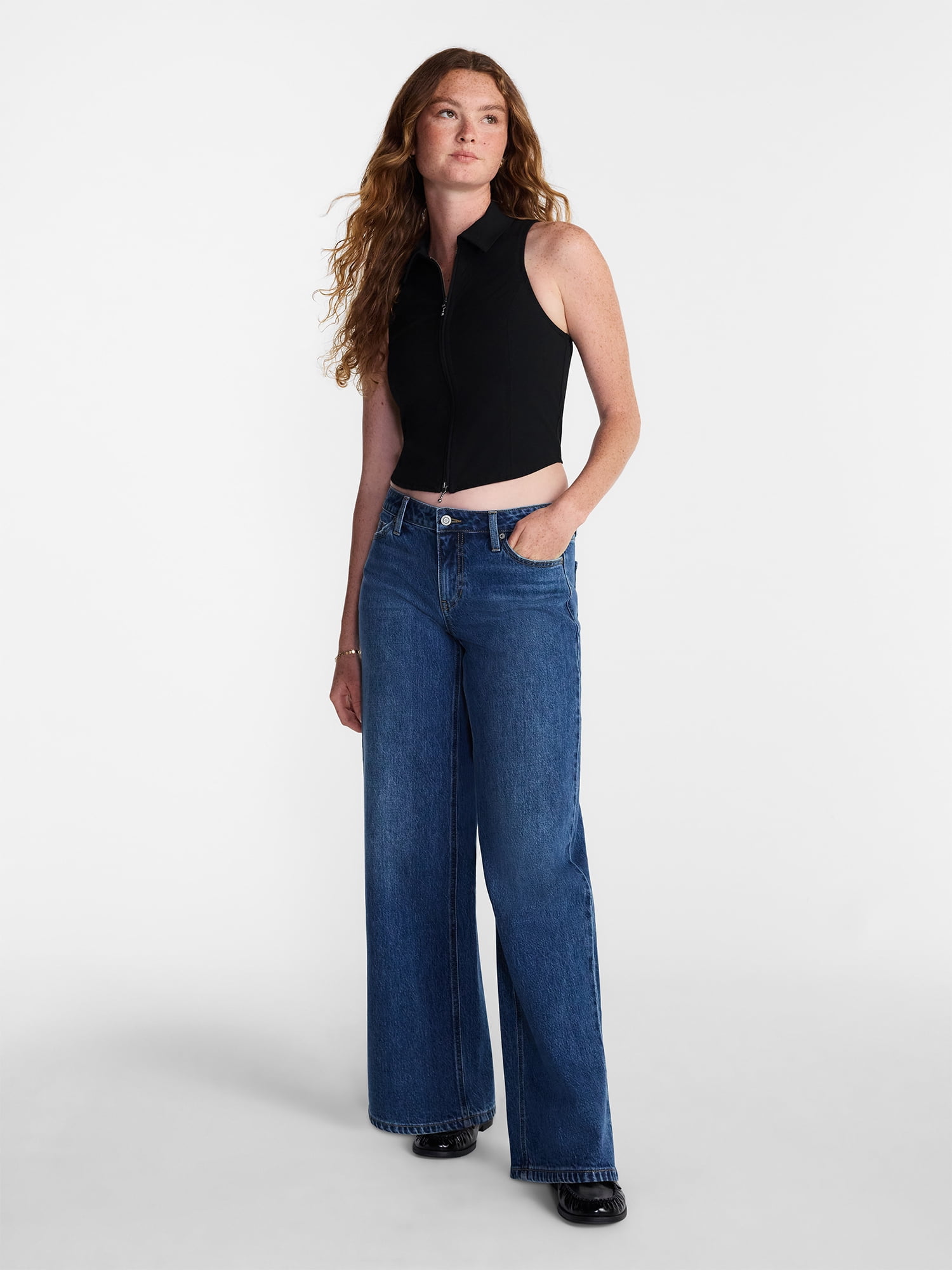 No Boundaries Mid Rise Baggy Jeans, 29", 31", 33" Inseams, Women's Sizes 00-24W