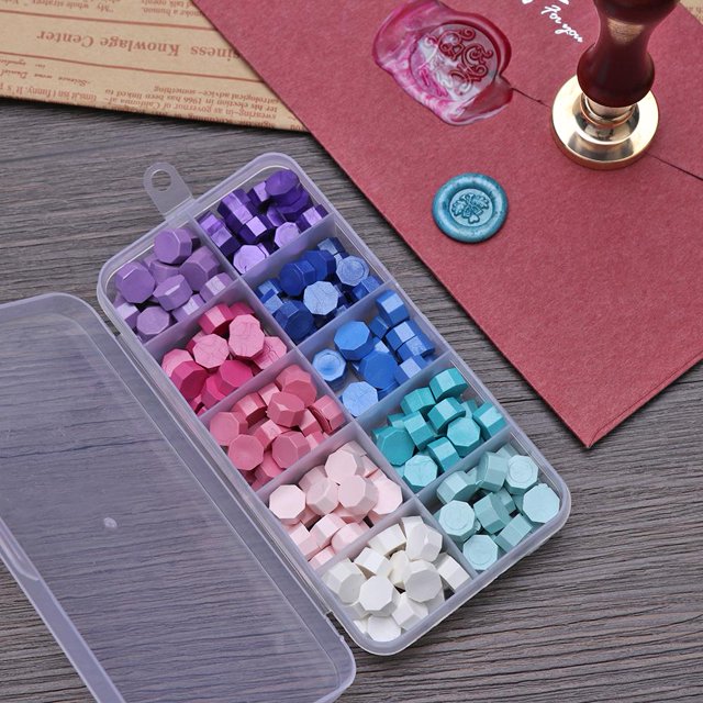 Sello 200pcs/box Retro Octagon Fire Painting Pills Sealing Wax Grain Beads (A)