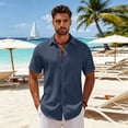 thumbnail image 2 of JoveMarine Mens Short Sleeve Button Down Shirts Breathable Fabric Casual Everyday Comfort Top,Dark Blue L, 2 of 8