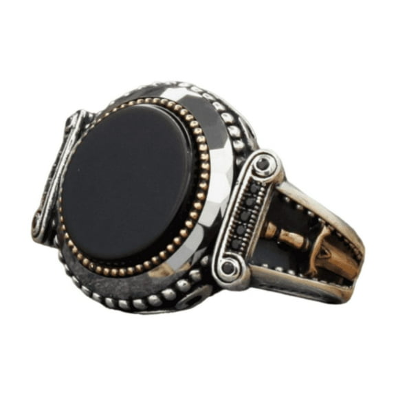 Black Onyx Sword Ancient men’s ring 925k Sterling Silver Handmade Ring which gives you a Halloween Gift Ring || Ali Baba Jewellery