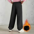 thumbnail image 6 of Boys Girls Fuzzy Fleece Pajama Pants Elastic Waist Wide Leg Baggy Sweatpants Kids Winter Warm Trouser New Girls School Uniform Pants Wide Leg Black 14 Years, 6 of 9