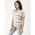 thumbnail image 3 of Moomaya Printed V-Neck Long Tops For Women, Short Sleeve Regular Fit Shirt, 3 of 8