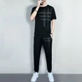 thumbnail image 2 of Trajes deportivos para hombre, conjuntos de pantalones, ropa de trabajo negra, camisetas, pantalones para hombre, nailon holgado, talla 5xl, oferta, tendencias elásticas premium de Kpop, disfraces S, 2 of 5