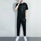 thumbnail image 3 of Conjunto de pantalones lisos para hombre, conjunto de camiseta y pantalones para entrenamiento sin logotipo para hombre, conjunto básico negro de dos piezas, camiseta nueva a juego de alta calidad, 3 of 5