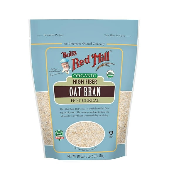 Bob's Red Mill Organic Oat Bran High Fiber Hot Cereal 18 oz Pack of 4