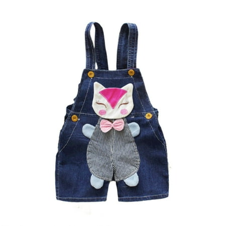 

Infant Girls Bodysuit Cow Printed Denim Suspender Cute Outdoor Sports Play Wear Soft Jumpsuits