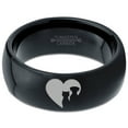 thumbnail image 2 of Tungsten Heart Yin Yang Dog Cat Lovers Band Ring 8mm Men Women Comfort Fit Black Dome Polished, 2 of 4