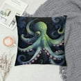 thumbnail image 2 of Shangniulu Octopus Throw Pillow Cover, Octopus Pillow Cover, Ocean Animal Decorative Pillow Cover for Home Bed Sofa Couch, Sealife Ocean Life Cushion Case, Black Green, 2 of 5