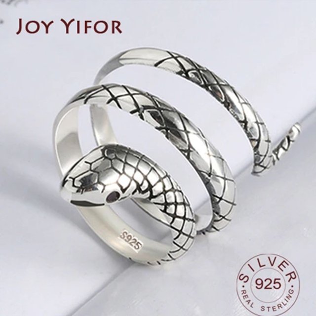 BFCLUB-anillos de dedo de serpiente de Color plateado para mujer, joyería Original para mujer, anillo de fiesta abierto, regalo para niñas y estudiantes