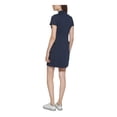 thumbnail image 2 of CALVIN KLEIN Womens Navy Zippered Pocketed Keyhole Front Short Sleeve Mock Neck Short A-Line Dress Petites 2P, 2 of 5