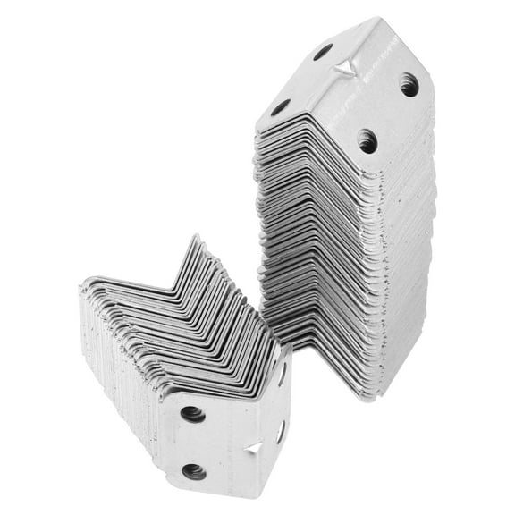 OUNONA 100PCS Corner Braces L Brackets Connectors Heavy Duty Metal 90 Degree Wide Corner Bracket Joint Fastener for Wood Furniture Window Cabinet Table