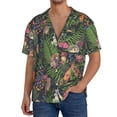 thumbnail image 3 of Honeii 's Forest Animals And Plants for men's short-sleeved button-up collared shirt featuring a pocket, perfect for beach vacations, and travel adventures., 3 of 5