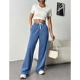 thumbnail image 4 of Alsol Lamesa Womens Activewear Wide Leg Pants High Waist Daily Wear Beach Trousers Cotton Linen Pants with Pockets L, 4 of 6