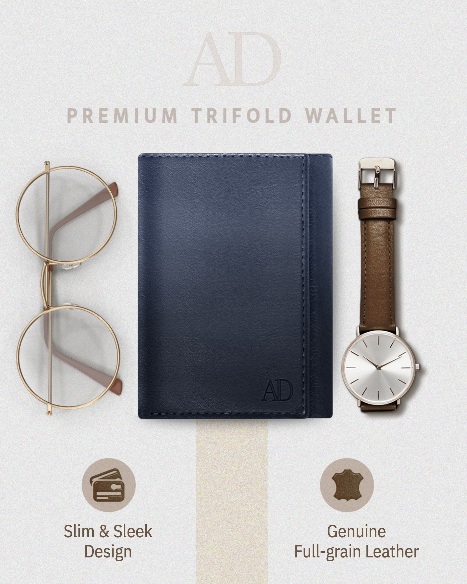 Finest Full Grain Leather Wallets For Men, Trifold Pop Up...