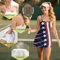 thumbnail image 6 of Yuyamidu American Flag Tennis Golf Dresses Built-in Shorts for Women Size XS, Fashion Backless Active Dress Slim Fit Cross Open Back Athletic Dress, 4th of July, 6 of 7