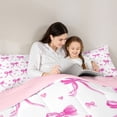 thumbnail image 4 of Erosebridal Princess Bow Heart Bedding Comforter Set for Girls, Pink Bowknot King Bedding Sets for Women, Pink Reversible, 7-Piece, 4 of 6