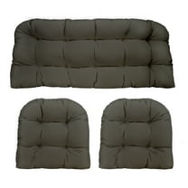 RSH Decor: 3-Piece Wicker Tufted Cushion Set | Standard | All-Weather Spun Fabric | Charcoal Grey