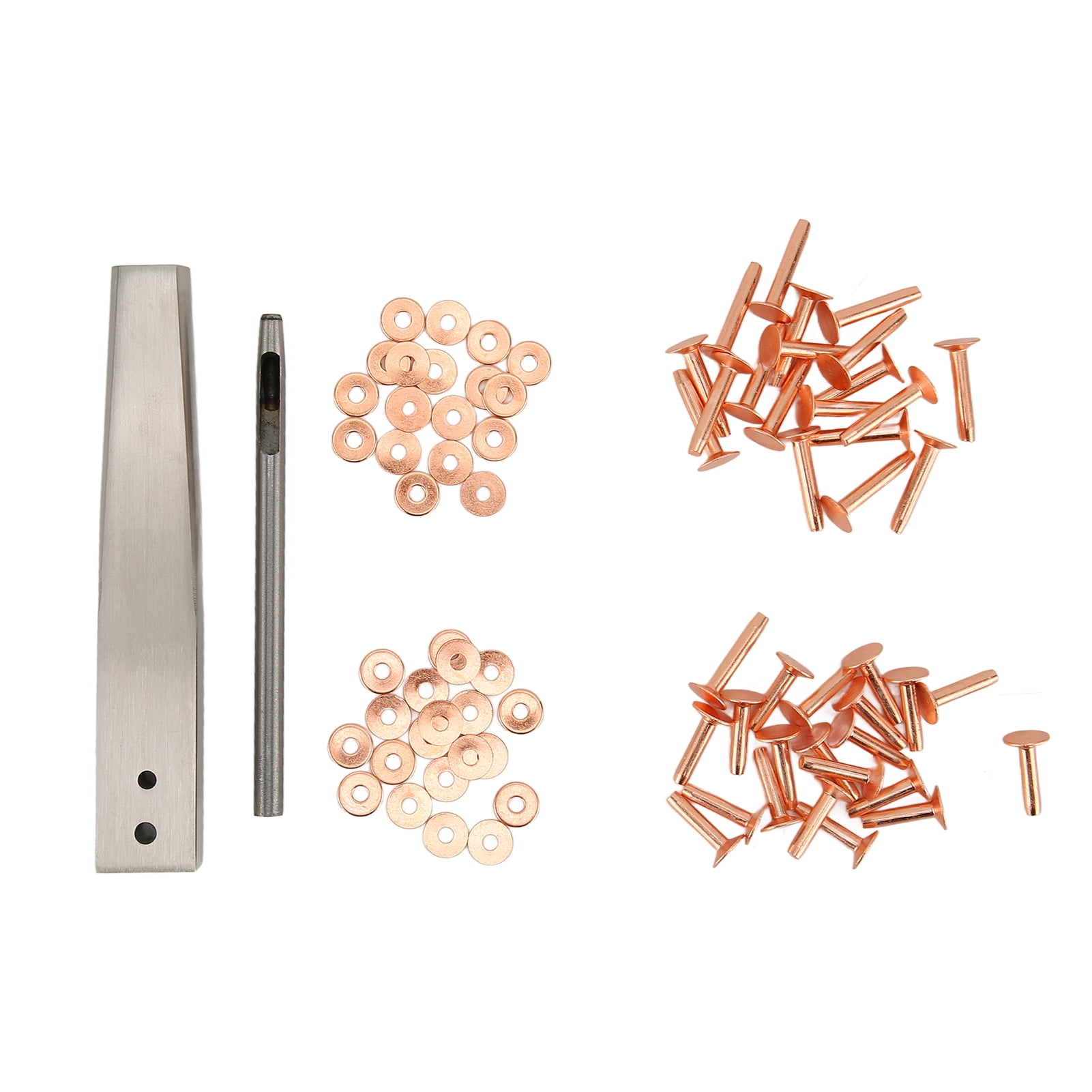 Copper Rivet Burrs Assortment Kit, Copper Rivets with Setters Rust Proof Studs DIY Leather Craft Tool for Clothing Bag Belt
